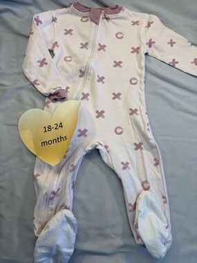 Zippyjamz - 18-24M Pink Patterned Kids One Piece Organic Footie